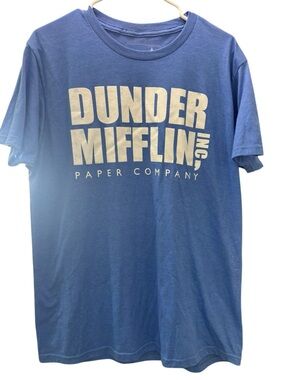 The Office Dunder Mifflin Paper Company Unisex Blue/White T-shirt Size Large